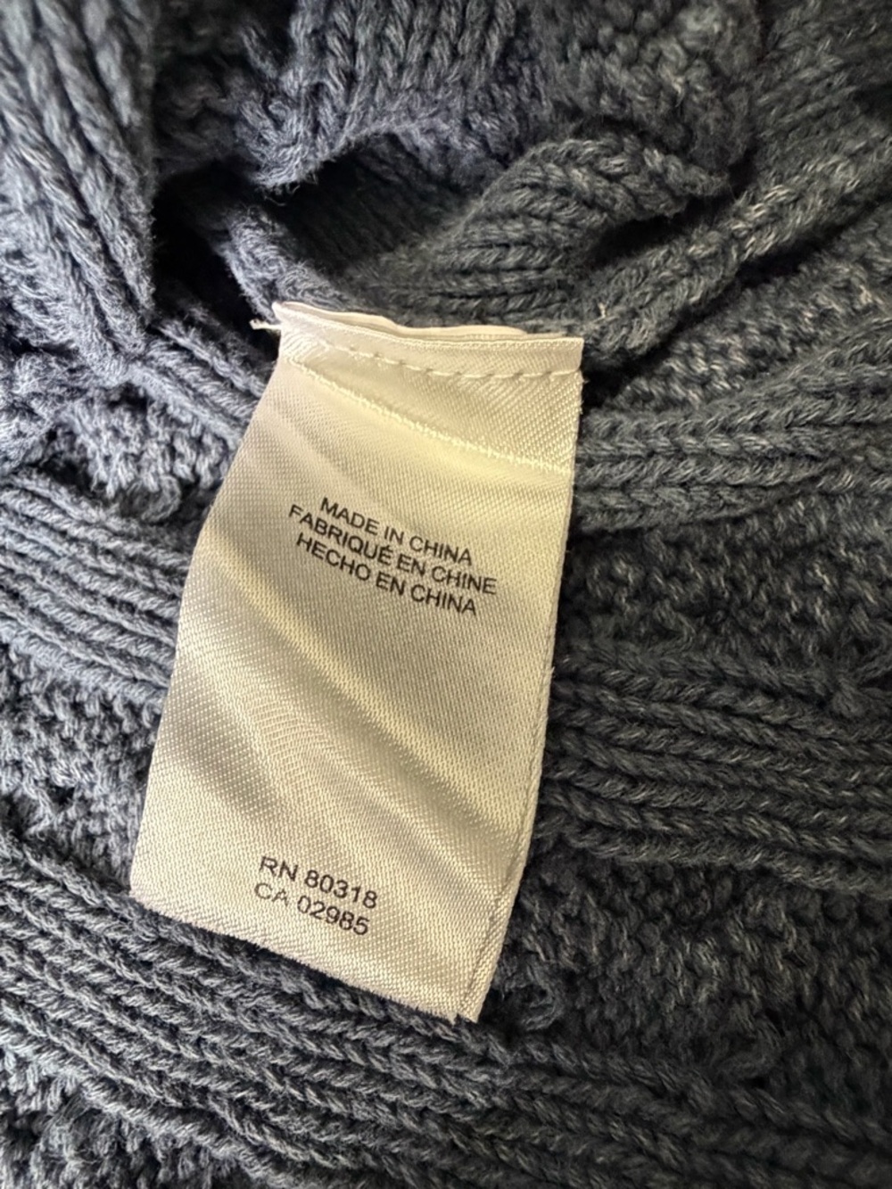 Lucky Brand Cable-Knit Boxy Cropped Crewneck Sweater Blue X-Large - Picture 4 of 9